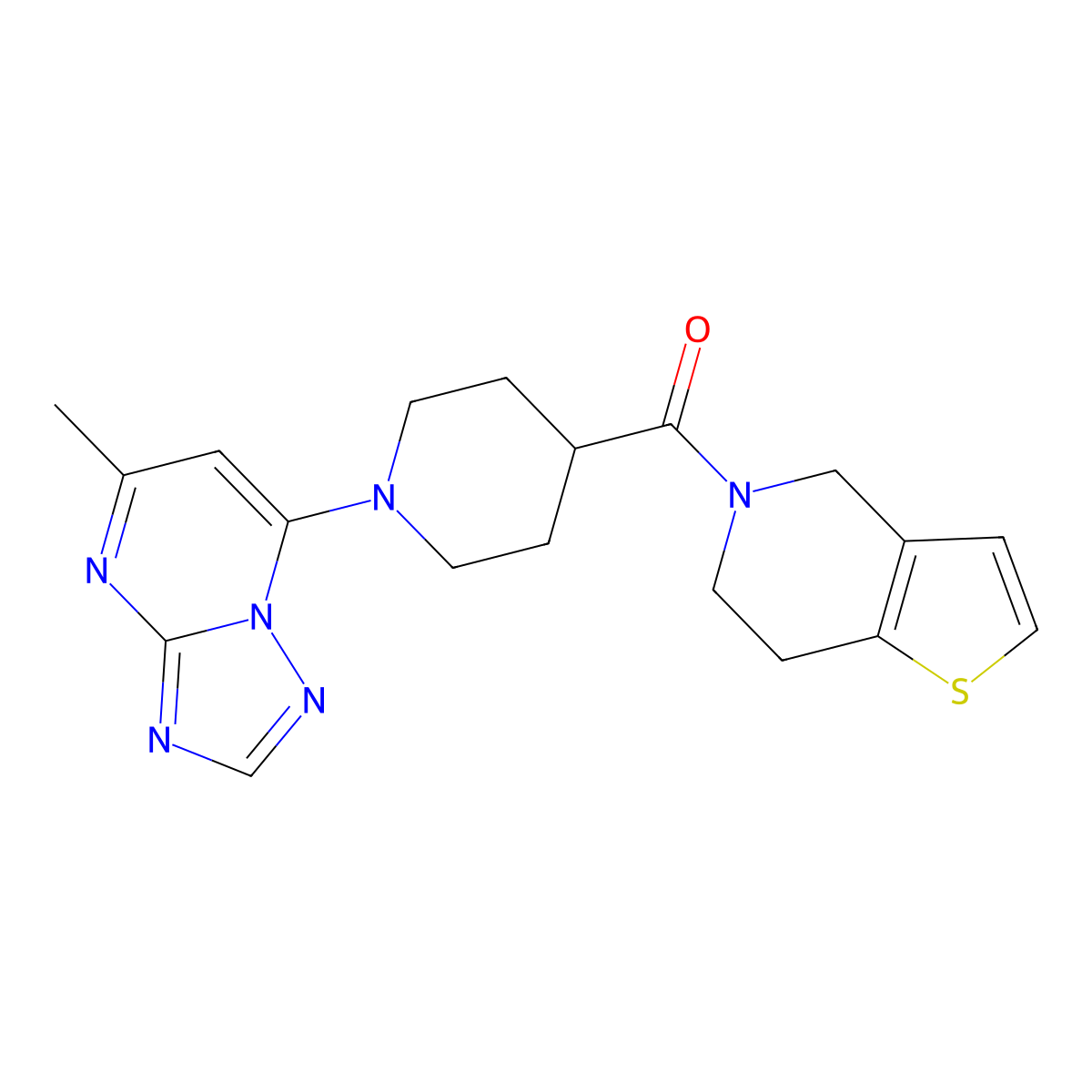 1-{5-methyl-[1,2,4]triazolo[1,5-a]pyrimidin-7-yl}-4-{4H,5H,6H,7H-thieno[3,2-c]pyridine-5-carbonyl}piperidine molecular structure, CAS 3054542-74-1
