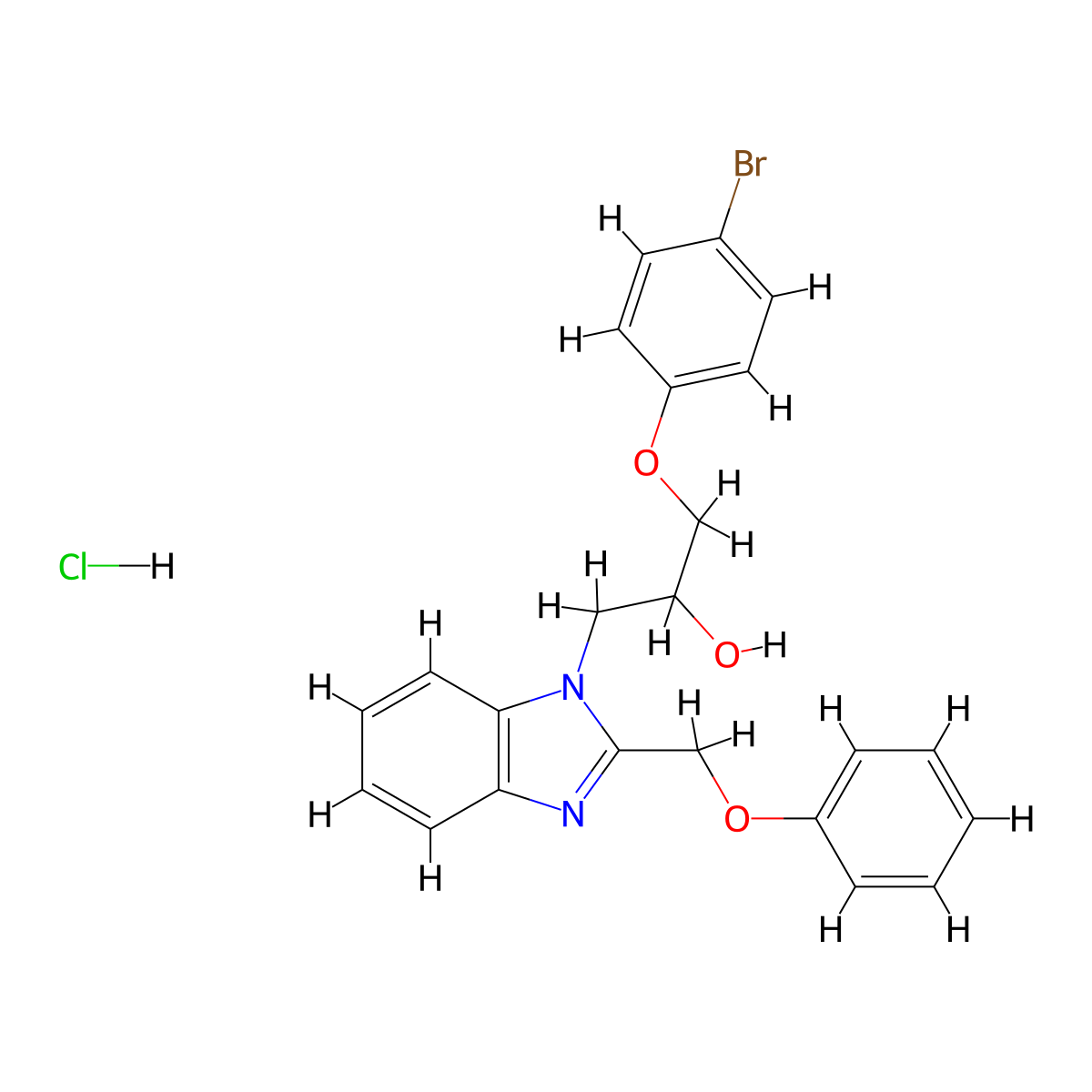 1-(4-bromophenoxy)-3-[2-(phenoxymethyl)-1H-1,3-benzodiazol-1-yl]propan-2-ol hydrochloride molecular structure, CAS 3054542-79-6