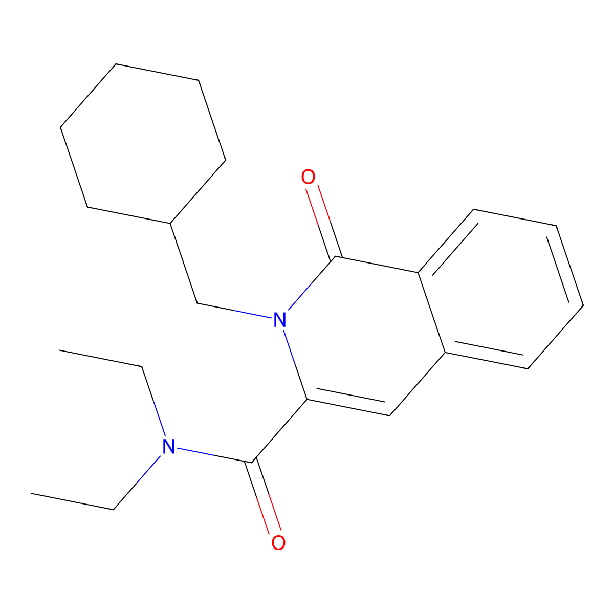 2-(cyclohexylmethyl)-N,N-diethyl-1-oxo-1,2-dihydroisoquinoline-3-carboxamide molecular structure, CAS 3054542-81-0