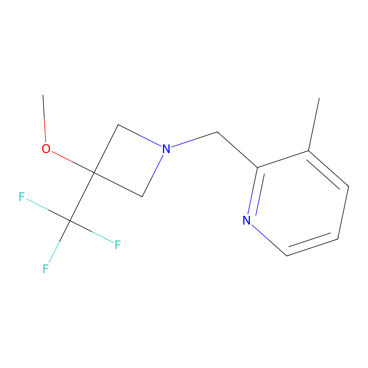 2-{[3-Methoxy-3-(trifluoromethyl)azetidin-1-yl]methyl}-3-methylpyridine molecular structure, CAS 3054542-83-2