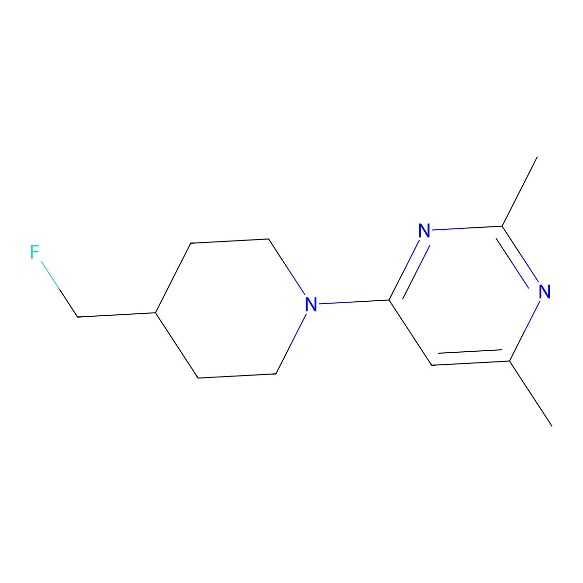 4-[4-(Fluoromethyl)piperidin-1-yl]-2,6-dimethylpyrimidine molecular structure, CAS 3054542-90-1