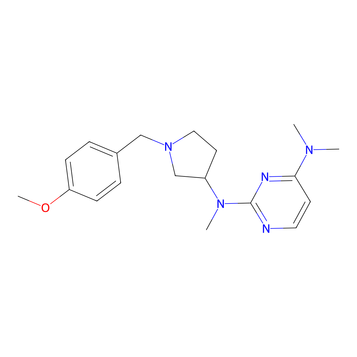 N2-{1-[(4-methoxyphenyl)methyl]pyrrolidin-3-yl}-N2,N4,N4-trimethylpyrimidine-2,4-diamine molecular structure, CAS 3054542-93-4