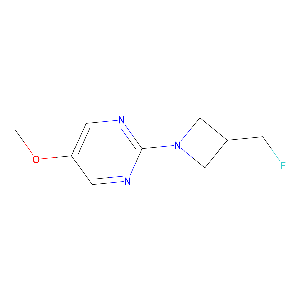 2-[3-(Fluoromethyl)azetidin-1-yl]-5-methoxypyrimidine molecular structure, CAS 3054543-00-6