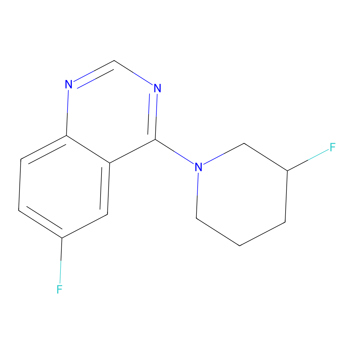 6-Fluoro-4-(3-fluoropiperidin-1-yl)quinazoline molecular structure, CAS 3054543-01-7