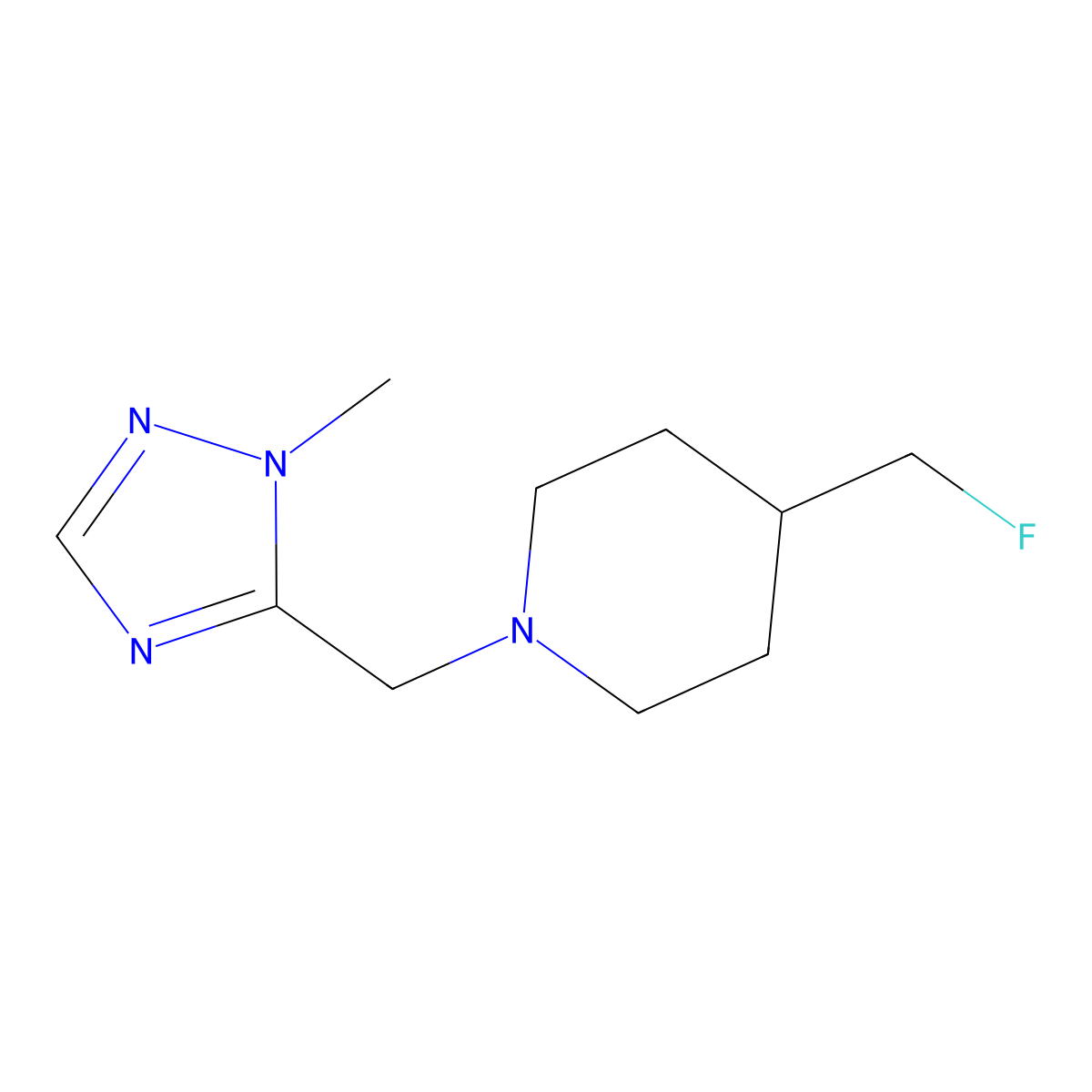 4-(fluoromethyl)-1-[(1-methyl-1H-1,2,4-triazol-5-yl)methyl]piperidine molecular structure, CAS 3054543-05-1