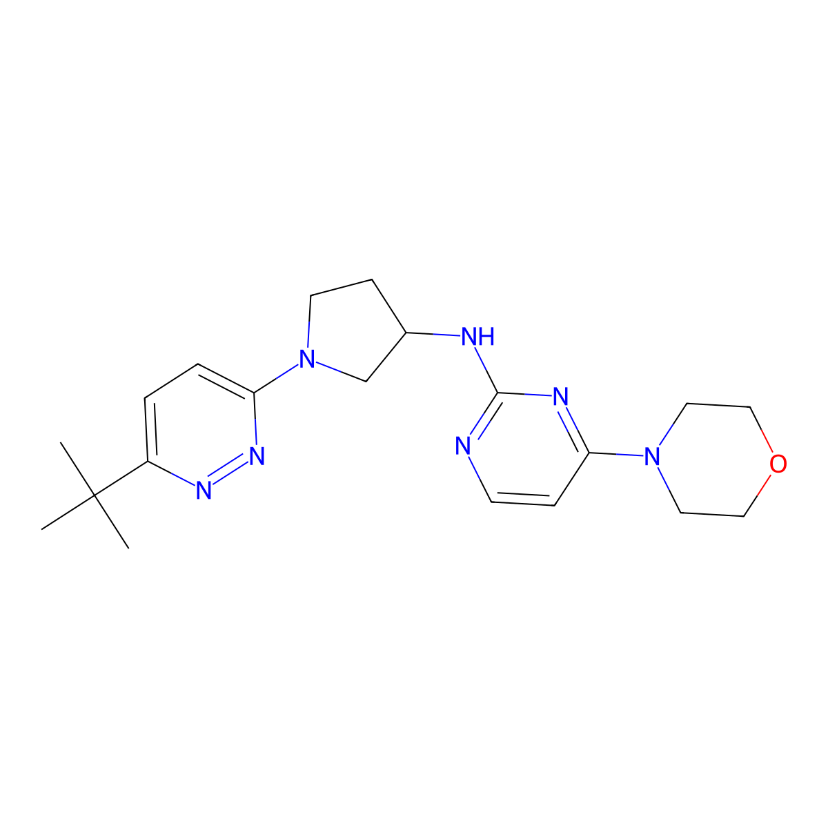 N-[1-(6-tert-butylpyridazin-3-yl)pyrrolidin-3-yl]-4-(morpholin-4-yl)pyrimidin-2-amine molecular structure, CAS 3054543-07-3