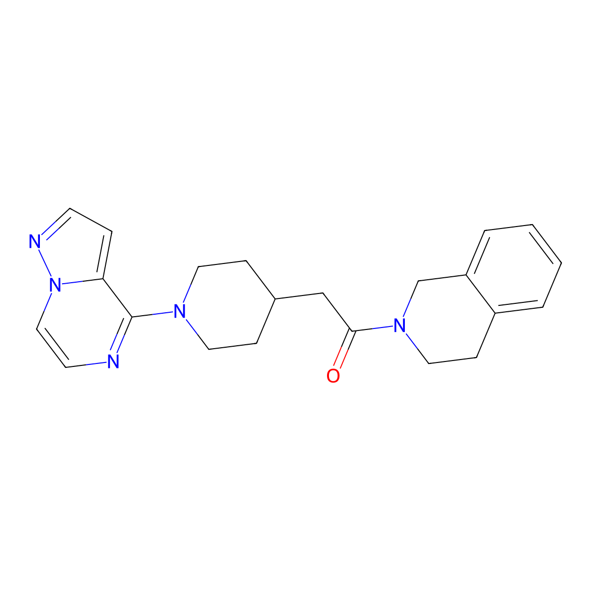 2-(1-{Pyrazolo[1,5-a]pyrazin-4-yl}piperidin-4-yl)-1-(1,2,3,4-tetrahydroisoquinolin-2-yl)ethan-1-one molecular structure, CAS 3054543-10-8