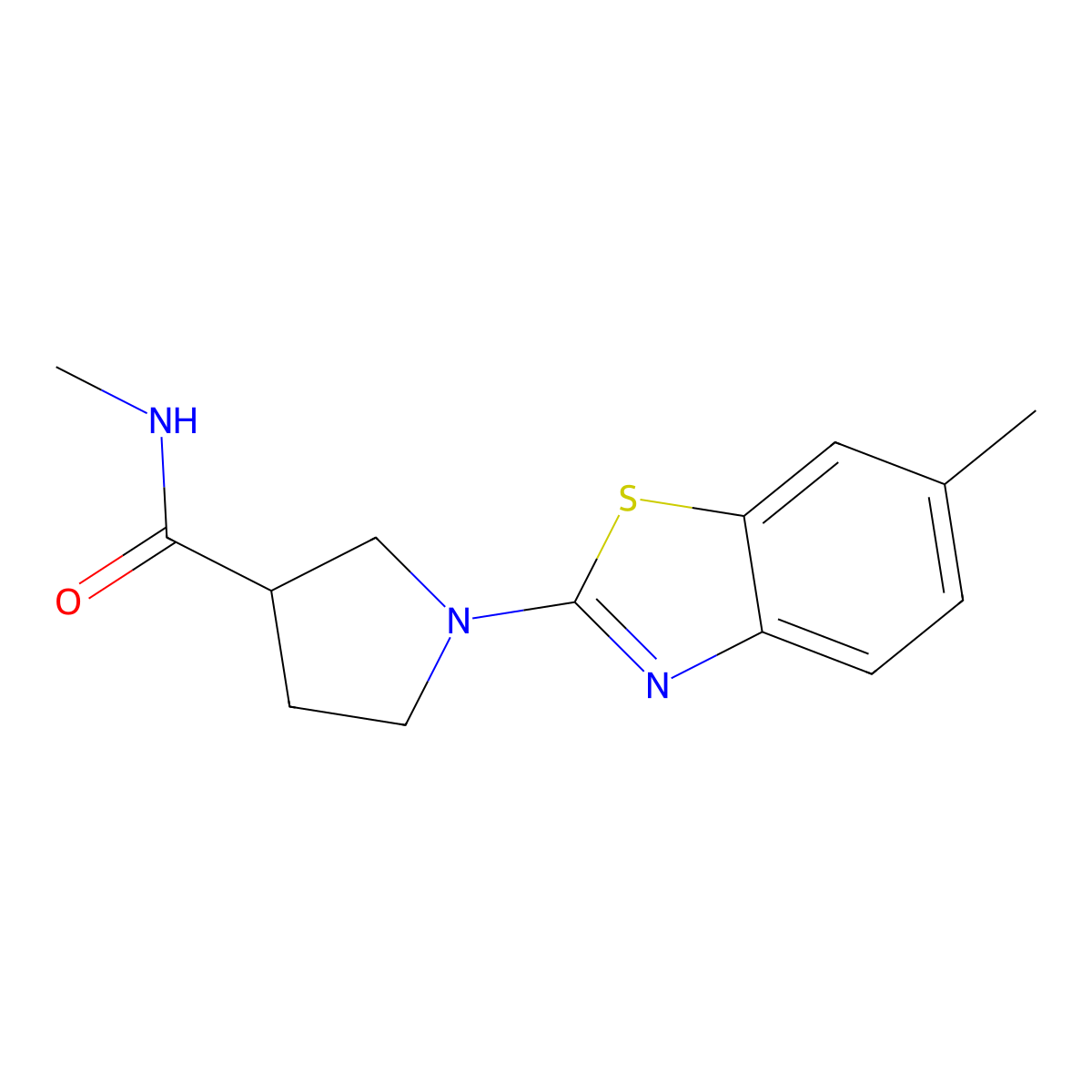 N-methyl-1-(6-methyl-1,3-benzothiazol-2-yl)pyrrolidine-3-carboxamide molecular structure, CAS 3054543-12-0