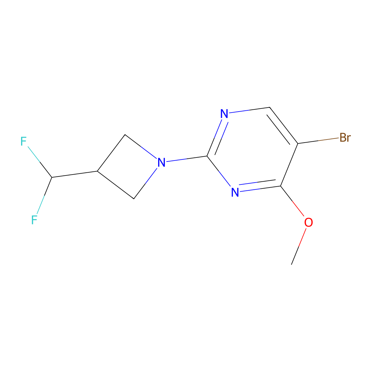 5-Bromo-2-[3-(difluoromethyl)azetidin-1-yl]-4-methoxypyrimidine molecular structure, CAS 3054543-15-3