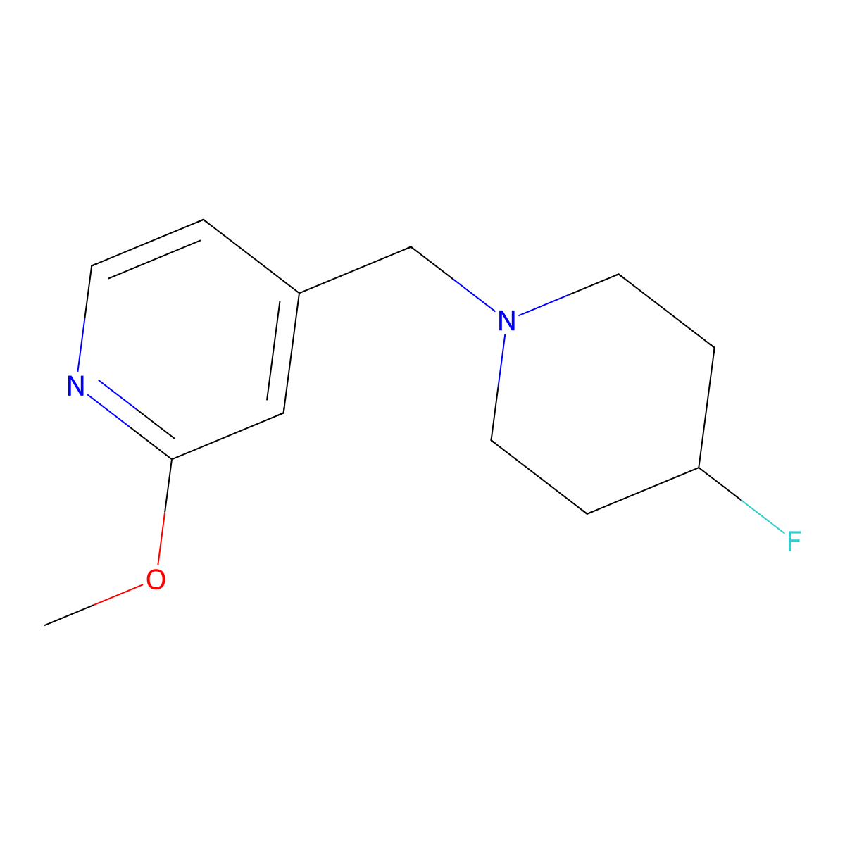 4-[(4-Fluoropiperidin-1-yl)methyl]-2-methoxypyridine molecular structure, CAS 3054543-20-0