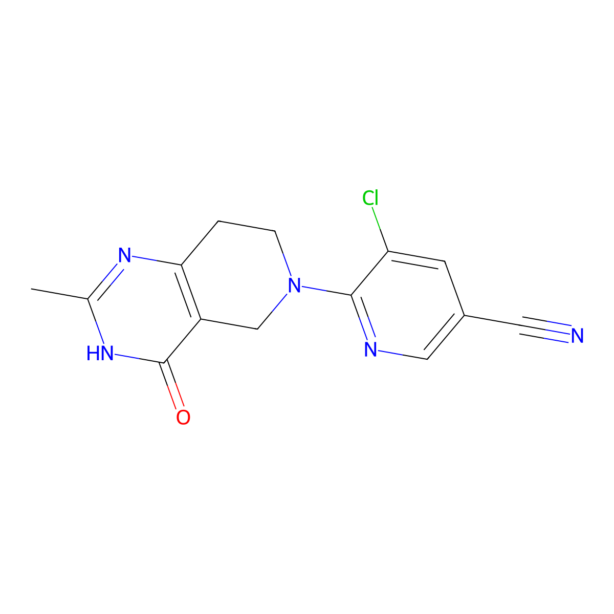 5-chloro-6-{2-methyl-4-oxo-3H,4H,5H,6H,7H,8H-pyrido[4,3-d]pyrimidin-6-yl}pyridine-3-carbonitrile molecular structure, CAS 3054543-24-4