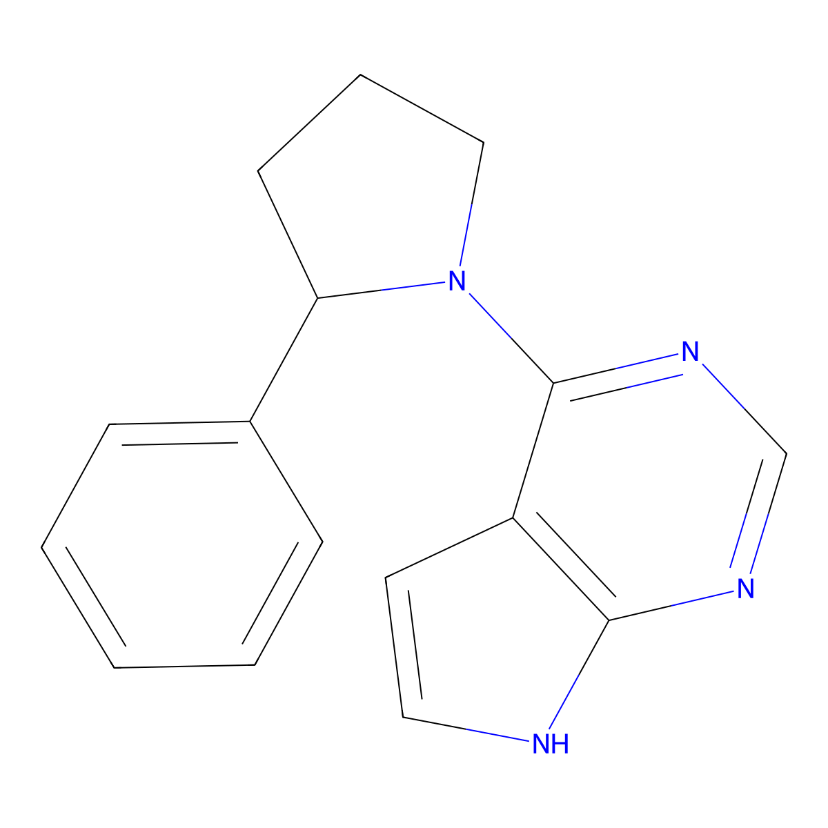 2-phenyl-1-{7H-pyrrolo[2,3-d]pyrimidin-4-yl}pyrrolidine molecular structure, CAS 3054543-31-3