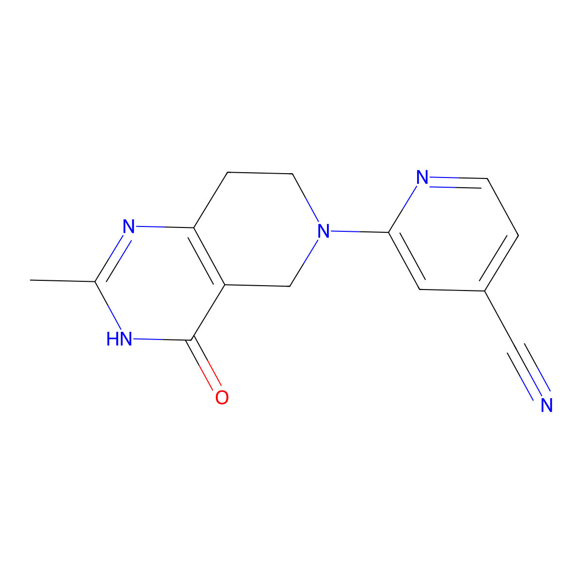 2-{2-methyl-4-oxo-3H,4H,5H,6H,7H,8H-pyrido[4,3-d]pyrimidin-6-yl}pyridine-4-carbonitrile molecular structure, CAS 3054543-33-5