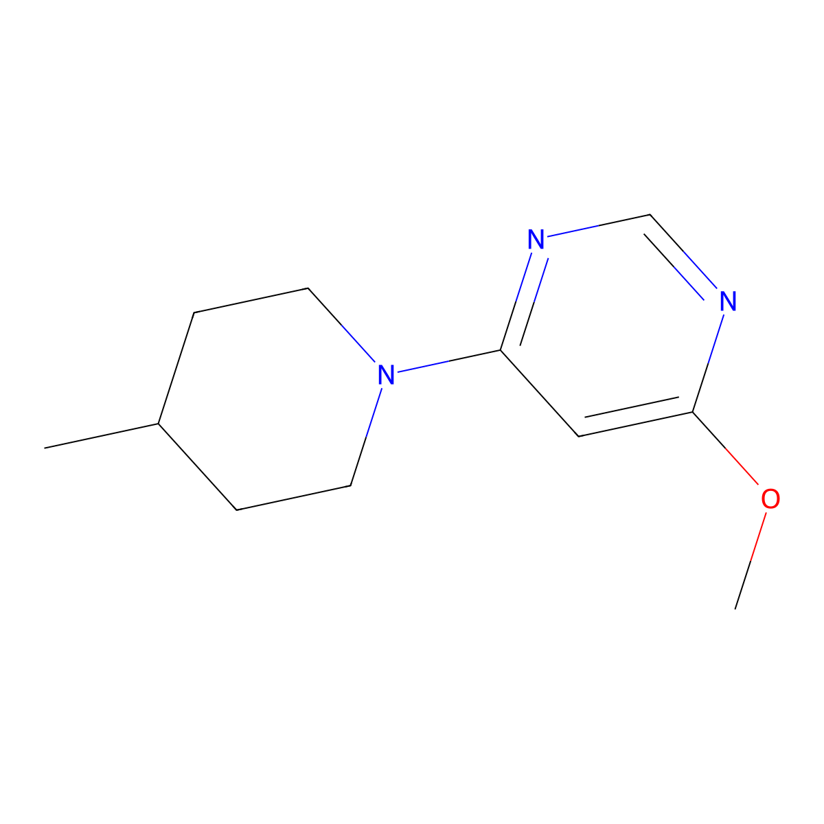 4-Methoxy-6-(4-methylpiperidin-1-yl)pyrimidine molecular structure, CAS 3054543-34-6