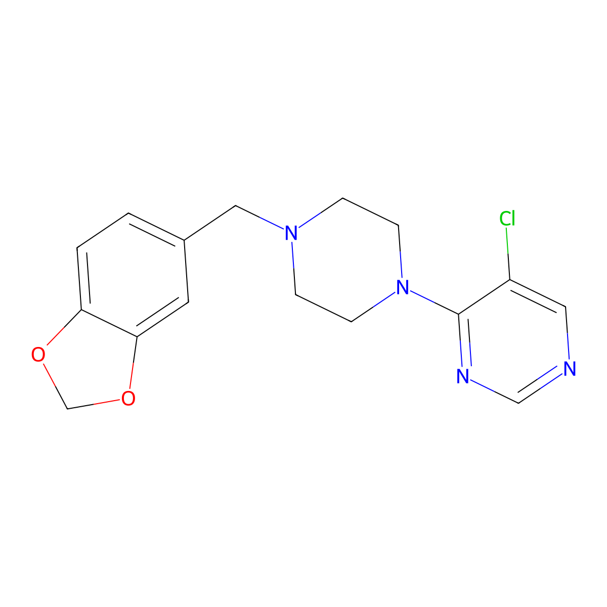 4-{4-[(2H-1,3-benzodioxol-5-yl)methyl]piperazin-1-yl}-5-chloropyrimidine molecular structure, CAS 3054543-41-5