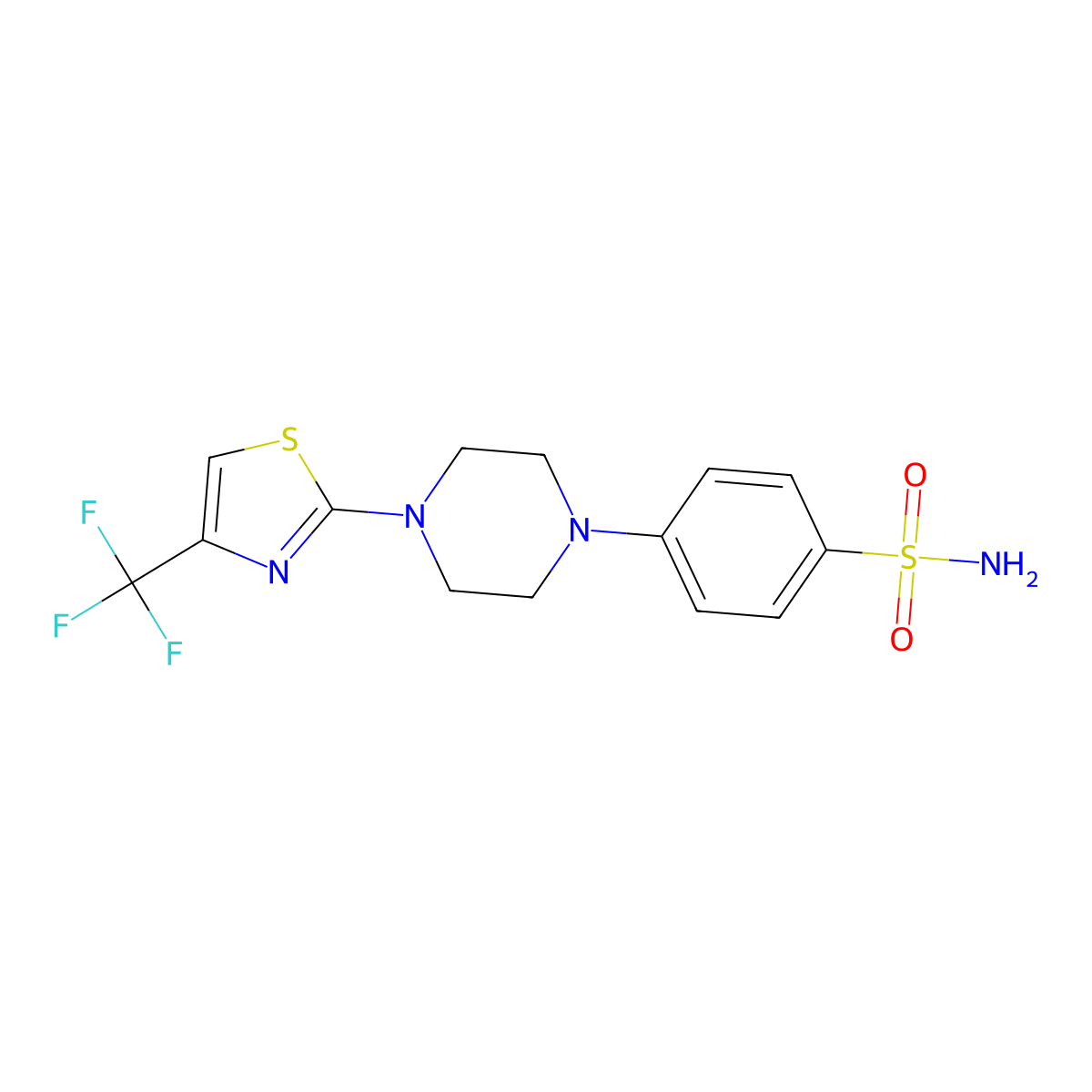4-{4-[4-(Trifluoromethyl)-1,3-thiazol-2-yl]piperazin-1-yl}benzene-1-sulfonamide molecular structure, CAS 3054543-43-7