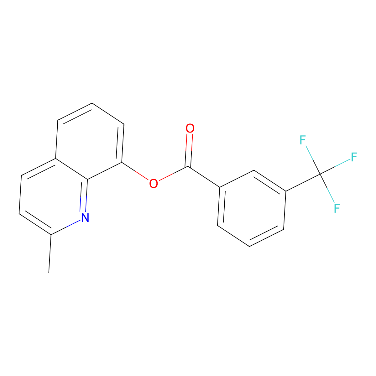 2-Methylquinolin-8-yl 3-(trifluoromethyl)benzoate molecular structure, CAS 3054543-47-1