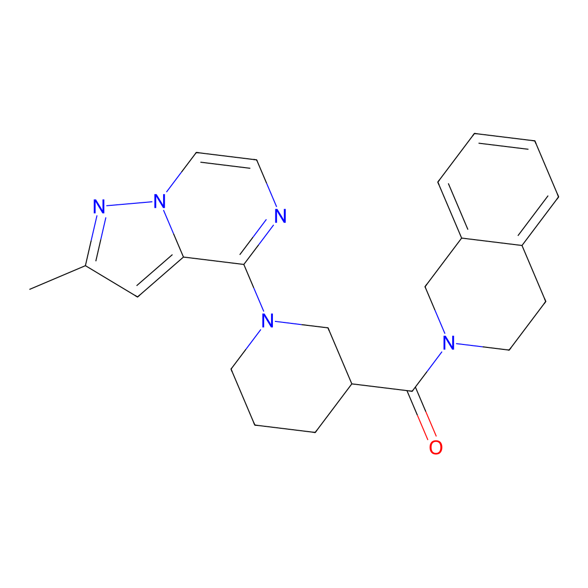 2-(1-{2-Methylpyrazolo[1,5-a]pyrazin-4-yl}piperidine-3-carbonyl)-1,2,3,4-tetrahydroisoquinoline molecular structure, CAS 3054543-50-6