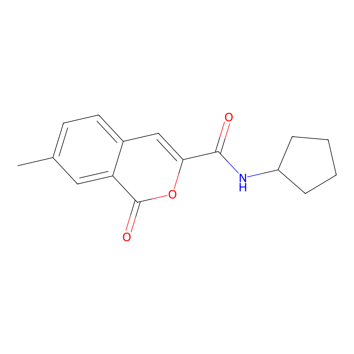 N-cyclopentyl-7-methyl-1-oxoisochromene-3-carboxamide molecular structure, CAS 3054543-51-7