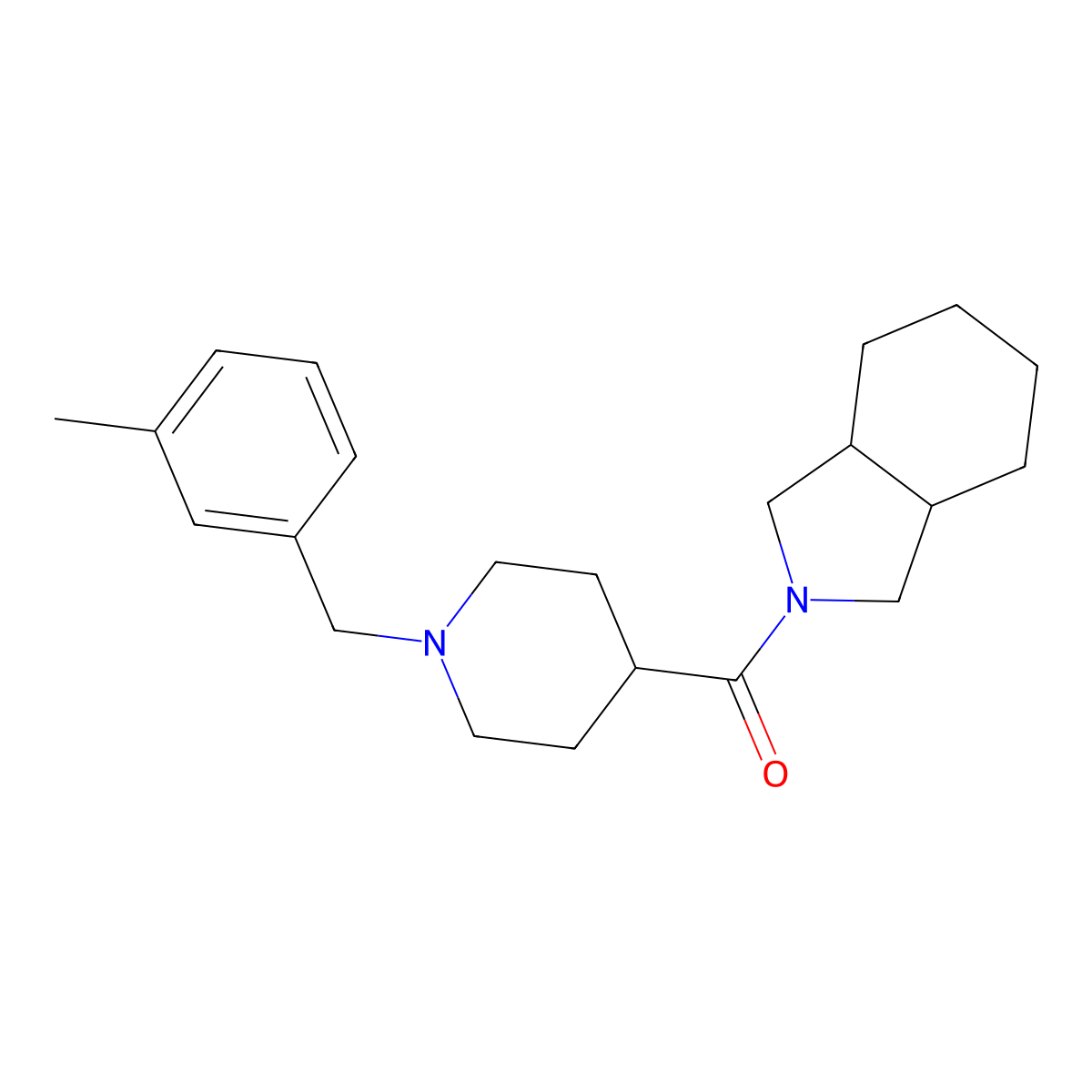2-{1-[(3-methylphenyl)methyl]piperidine-4-carbonyl}-octahydro-1H-isoindole molecular structure, CAS 3054543-58-4