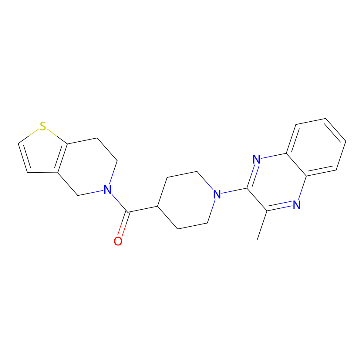 2-methyl-3-(4-{4H,5H,6H,7H-thieno[3,2-c]pyridine-5-carbonyl}piperidin-1-yl)quinoxaline molecular structure, CAS 3054543-60-8