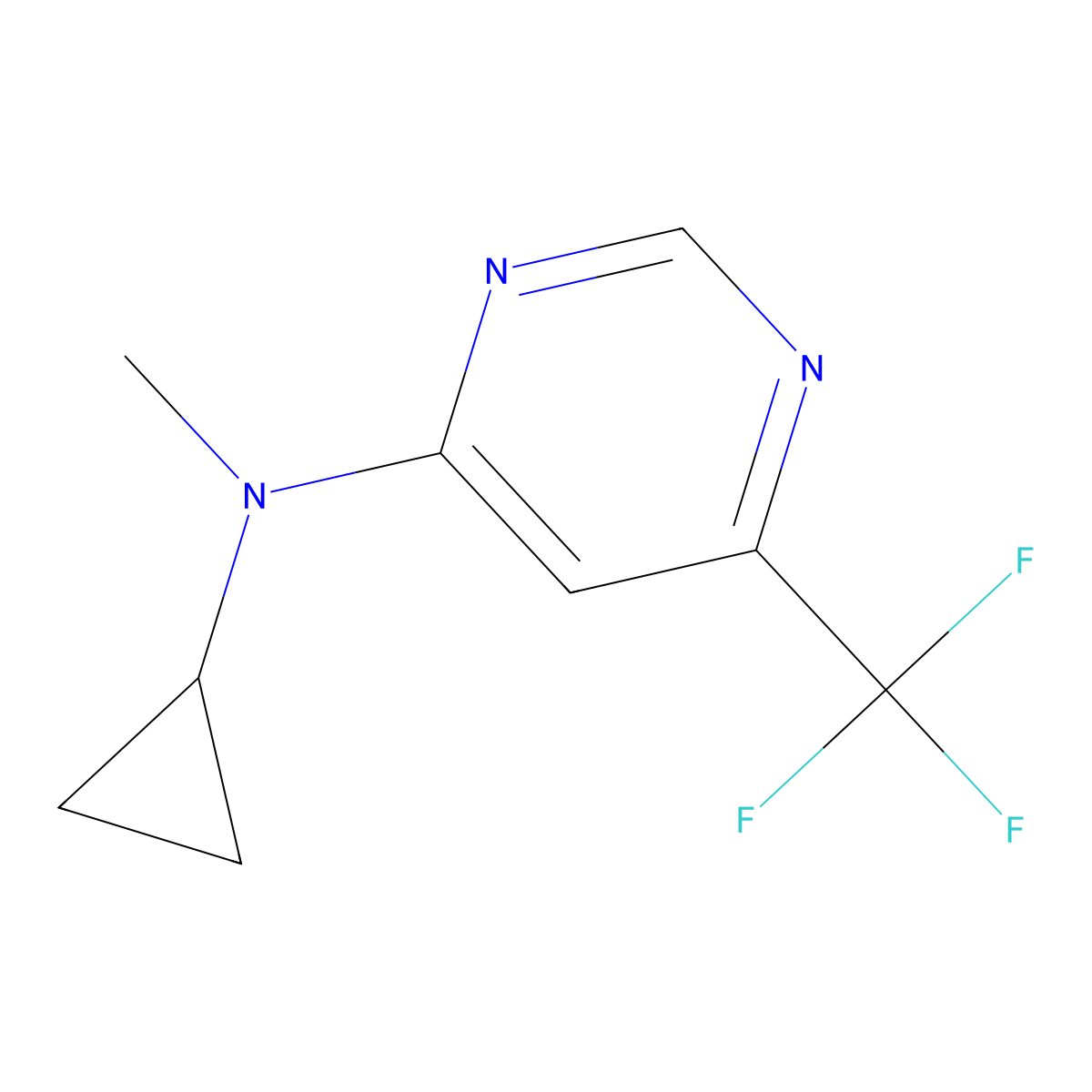 N-cyclopropyl-N-methyl-6-(trifluoromethyl)pyrimidin-4-amine molecular structure, CAS 3054543-61-9