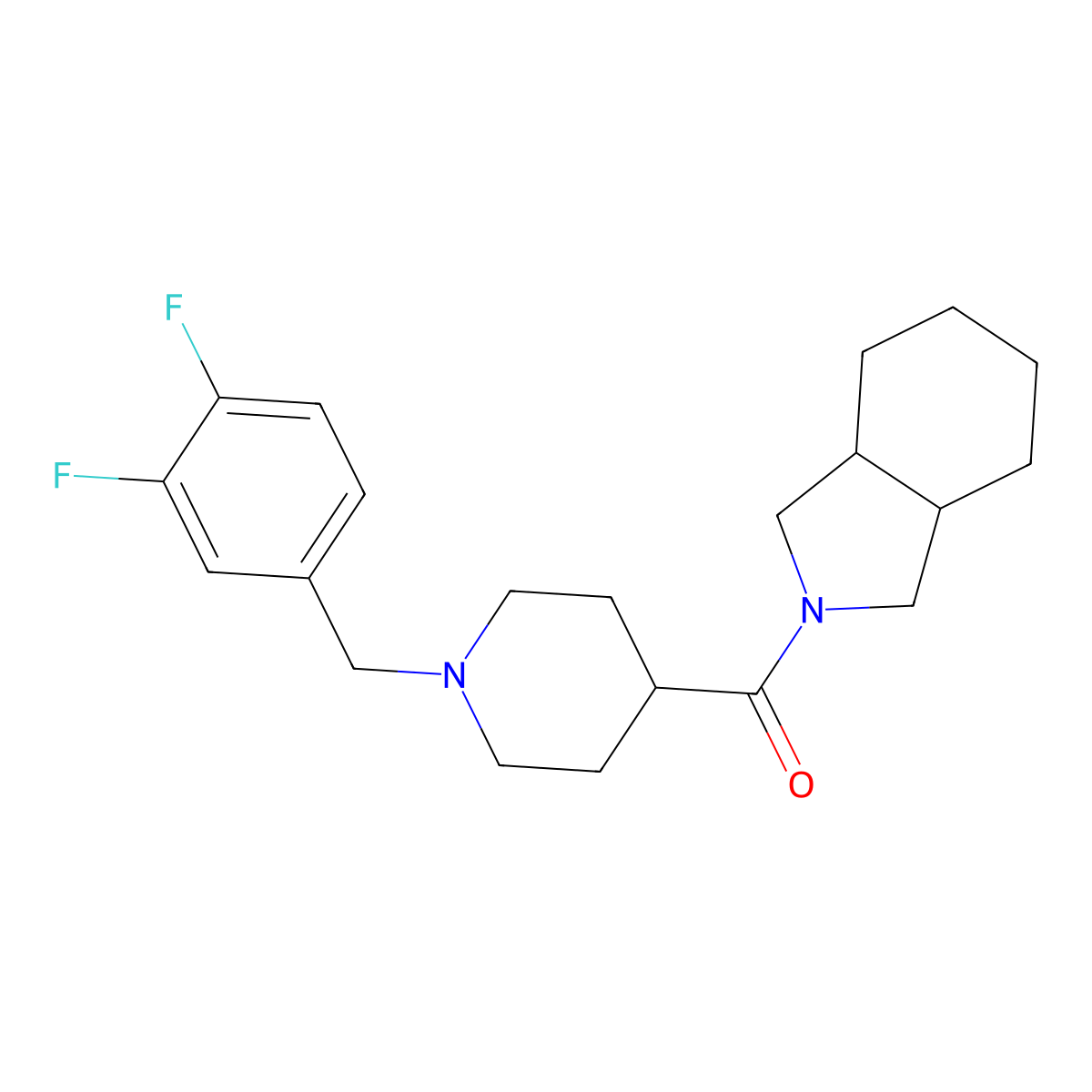 2-{1-[(3,4-difluorophenyl)methyl]piperidine-4-carbonyl}-octahydro-1H-isoindole molecular structure, CAS 3054543-62-0