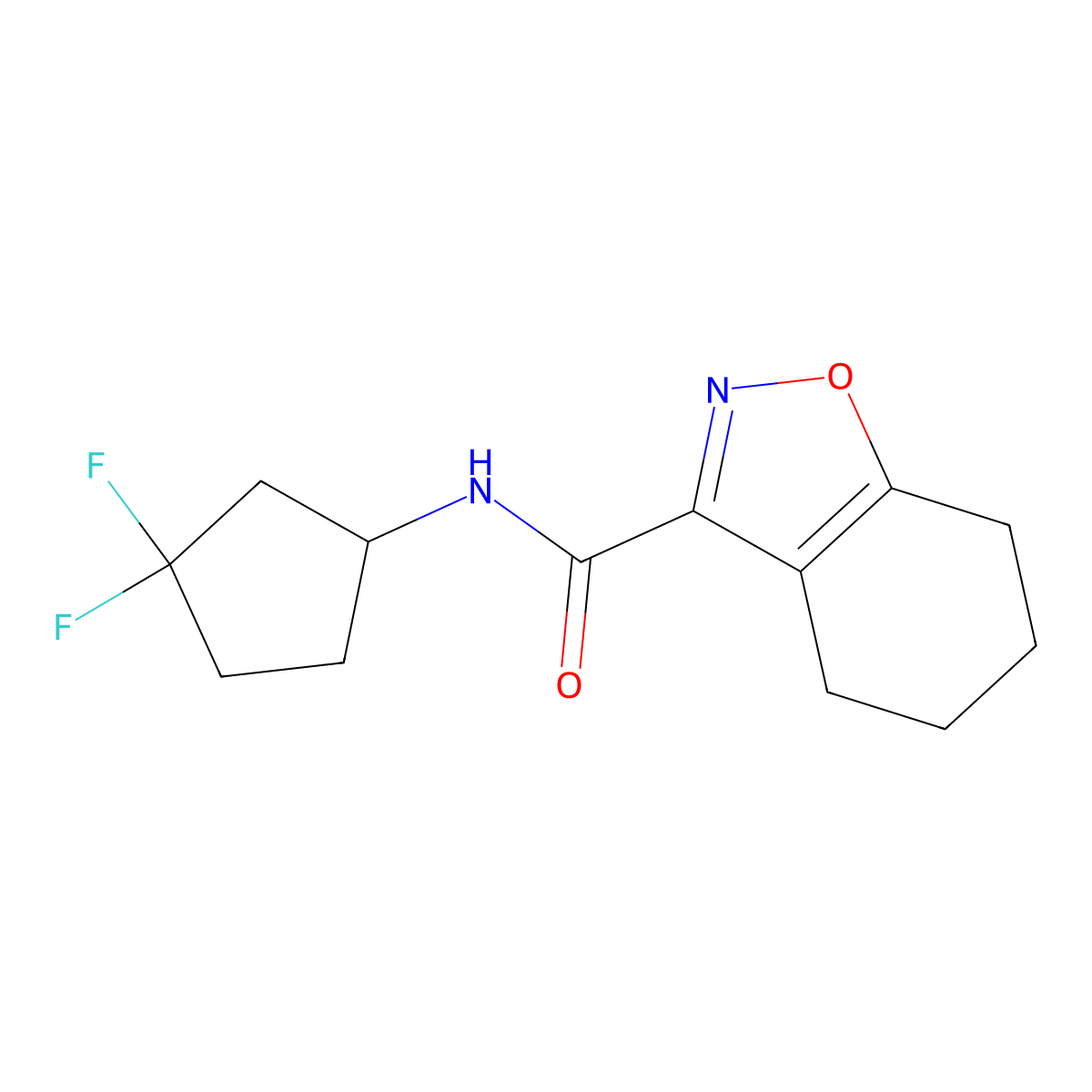 N-(3,3-difluorocyclopentyl)-4,5,6,7-tetrahydro-1,2-benzoxazole-3-carboxamide molecular structure, CAS 3054543-66-4