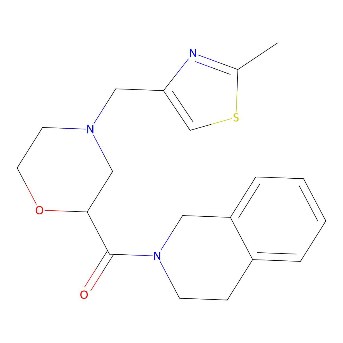 2-{4-[(2-Methyl-1,3-thiazol-4-yl)methyl]morpholine-2-carbonyl}-1,2,3,4-tetrahydroisoquinoline molecular structure, CAS 3054543-67-5