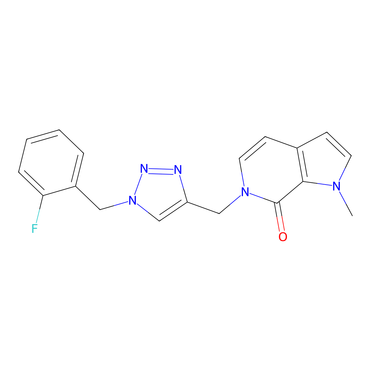 6-({1-[(2-fluorophenyl)methyl]-1H-1,2,3-triazol-4-yl}methyl)-1-methyl-1H,6H,7H-pyrrolo[2,3-c]pyridin-7-one molecular structure, CAS 3054543-70-0