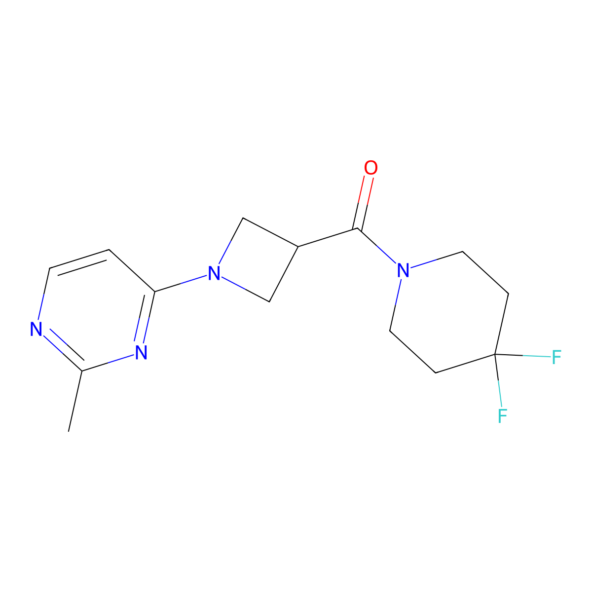 4-[3-(4,4-Difluoropiperidine-1-carbonyl)azetidin-1-yl]-2-methylpyrimidine molecular structure, CAS 3054543-71-1