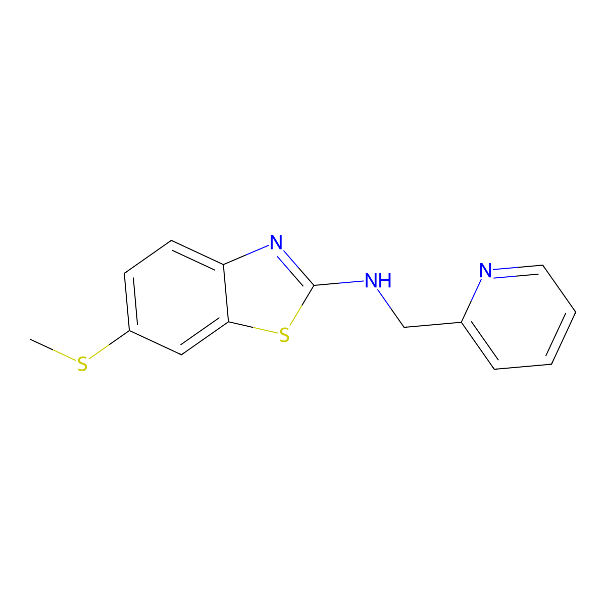 6-(methylsulfanyl)-N-[(pyridin-2-yl)methyl]-1,3-benzothiazol-2-amine molecular structure, CAS 3054543-72-2
