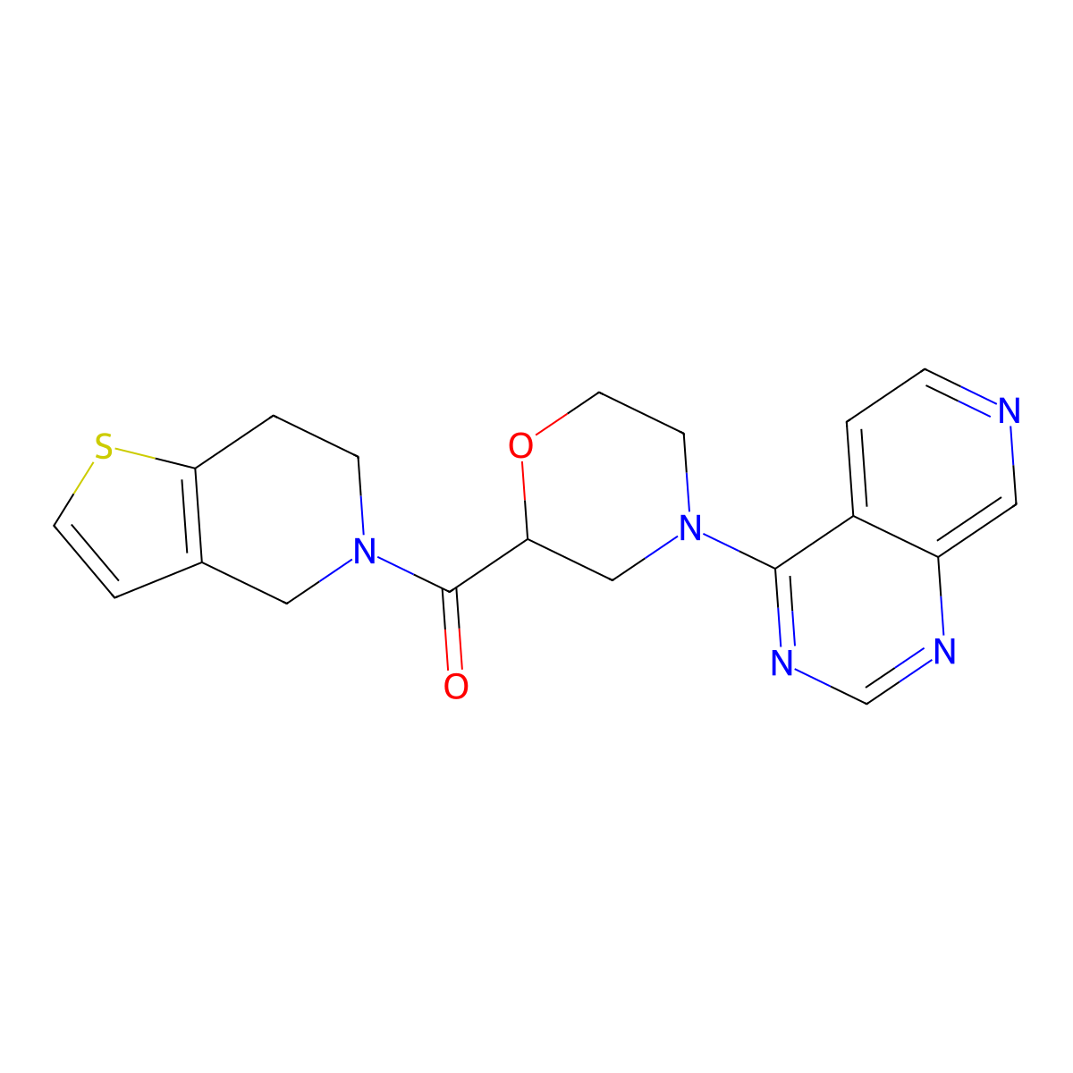 4-{pyrido[3,4-d]pyrimidin-4-yl}-2-{4H,5H,6H,7H-thieno[3,2-c]pyridine-5-carbonyl}morpholine molecular structure, CAS 3054543-76-6