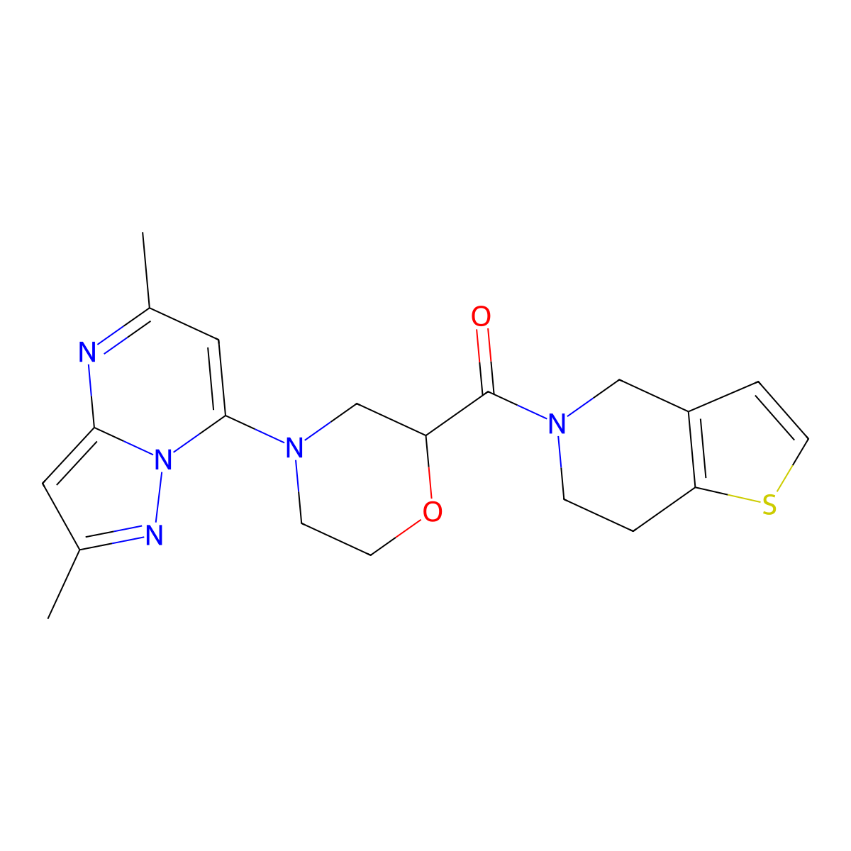 4-{2,5-dimethylpyrazolo[1,5-a]pyrimidin-7-yl}-2-{4H,5H,6H,7H-thieno[3,2-c]pyridine-5-carbonyl}morpholine molecular structure, CAS 3054543-81-3
