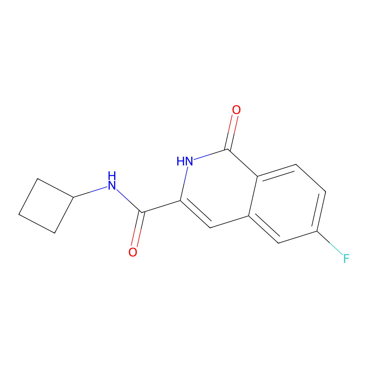 N-cyclobutyl-6-fluoro-1-oxo-1,2-dihydroisoquinoline-3-carboxamide molecular structure, CAS 3054543-83-5