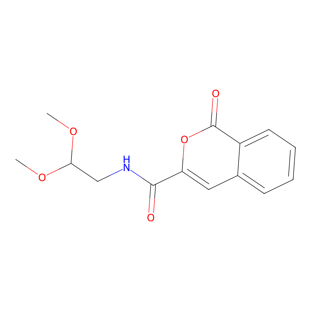 N-(2,2-dimethoxyethyl)-1-oxo-1H-isochromene-3-carboxamide molecular structure, CAS 3054543-84-6