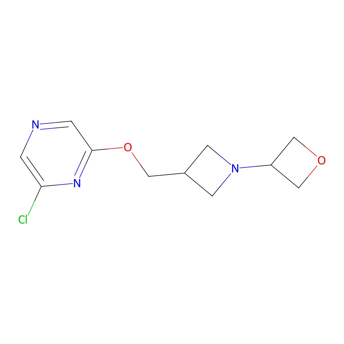 2-Chloro-6-{[1-(oxetan-3-yl)azetidin-3-yl]methoxy}pyrazine molecular structure, CAS 3054543-87-9