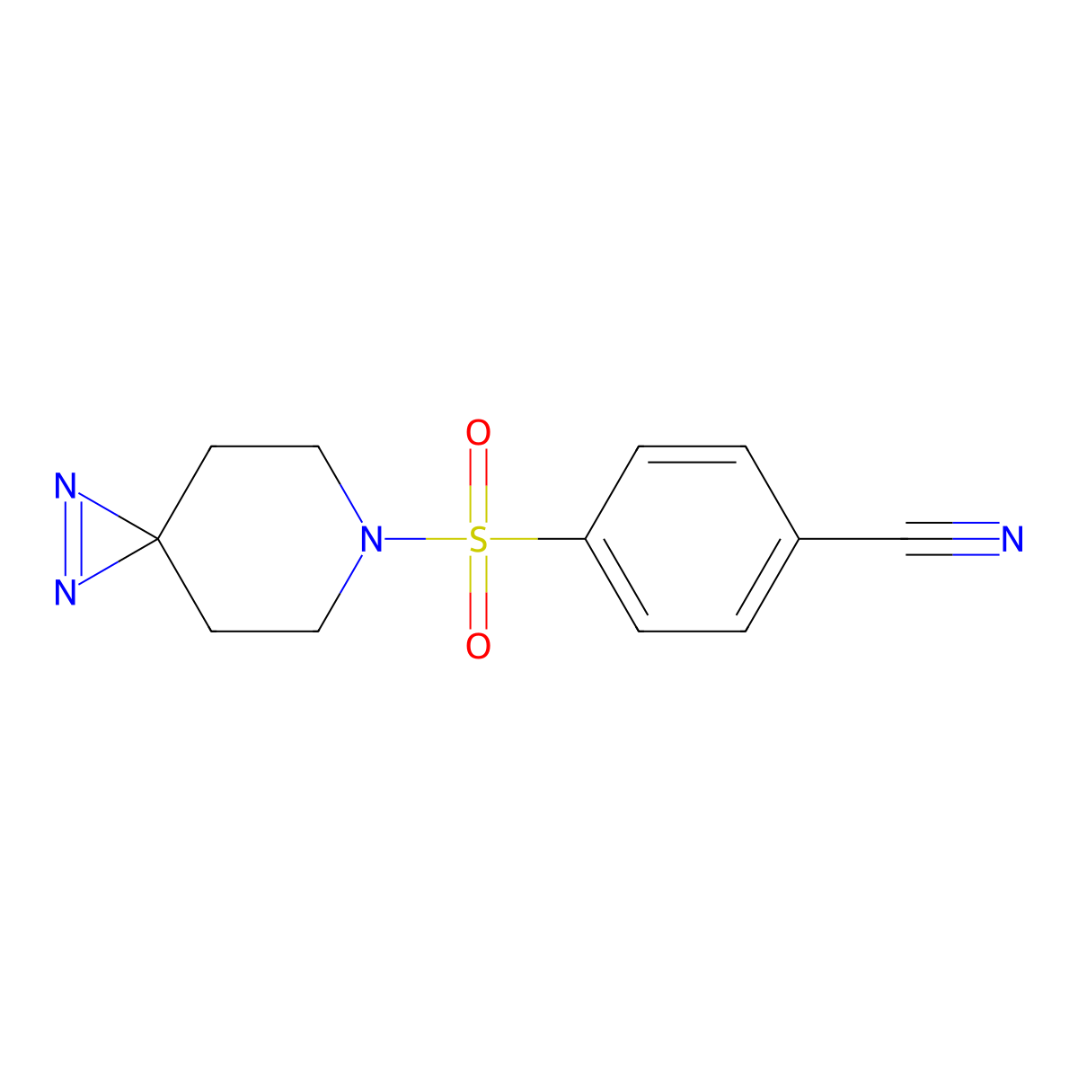 4-{1,2,6-Triazaspiro[2.5]oct-1-ene-6-sulfonyl}benzonitrile molecular structure, CAS 3054543-91-5