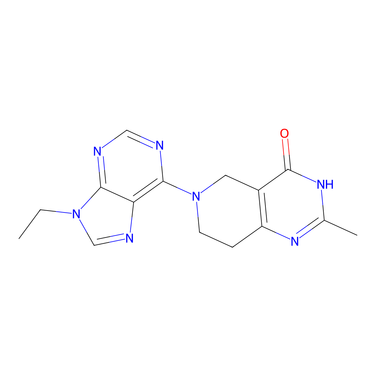 6-(9-ethyl-9H-purin-6-yl)-2-methyl-3H,4H,5H,6H,7H,8H-pyrido[4,3-d]pyrimidin-4-one molecular structure, CAS 3054543-95-9