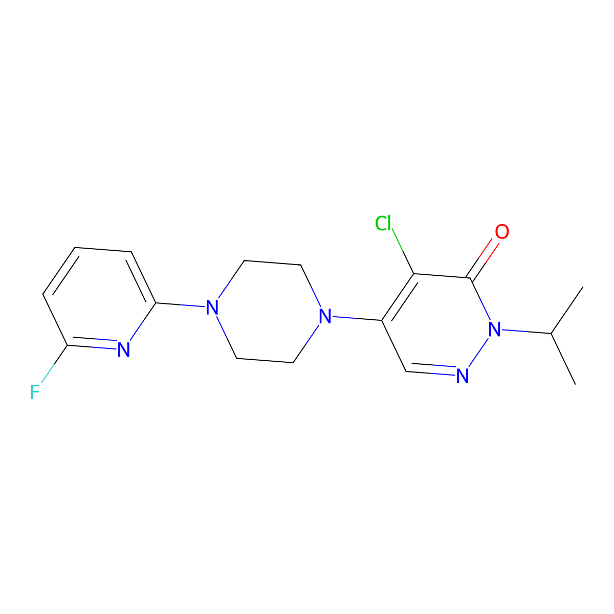 4-Chloro-5-[4-(6-fluoropyridin-2-yl)piperazin-1-yl]-2-(propan-2-yl)-2,3-dihydropyridazin-3-one molecular structure, CAS 3054544-04-3