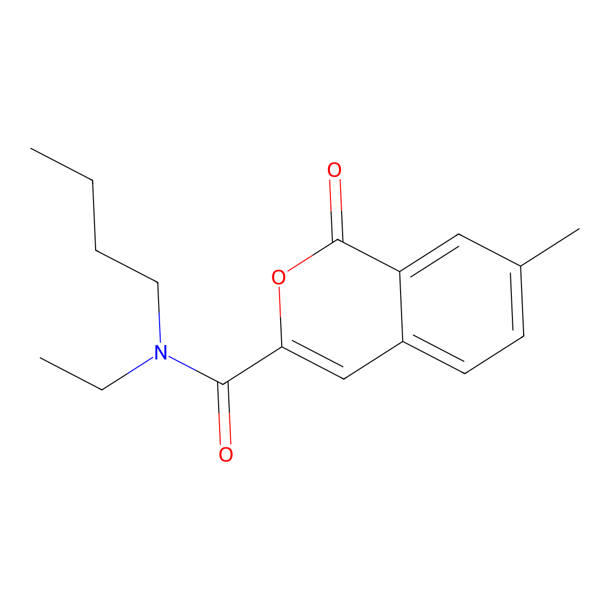 N-butyl-N-ethyl-7-methyl-1-oxo-1H-isochromene-3-carboxamide molecular structure, CAS 3054544-05-4