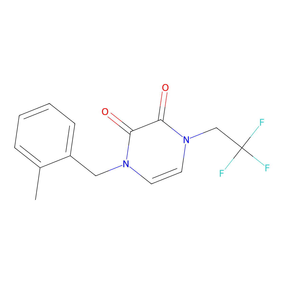1-[(2-Methylphenyl)methyl]-4-(2,2,2-trifluoroethyl)-1,2,3,4-tetrahydropyrazine-2,3-dione molecular structure, CAS 3054544-10-1