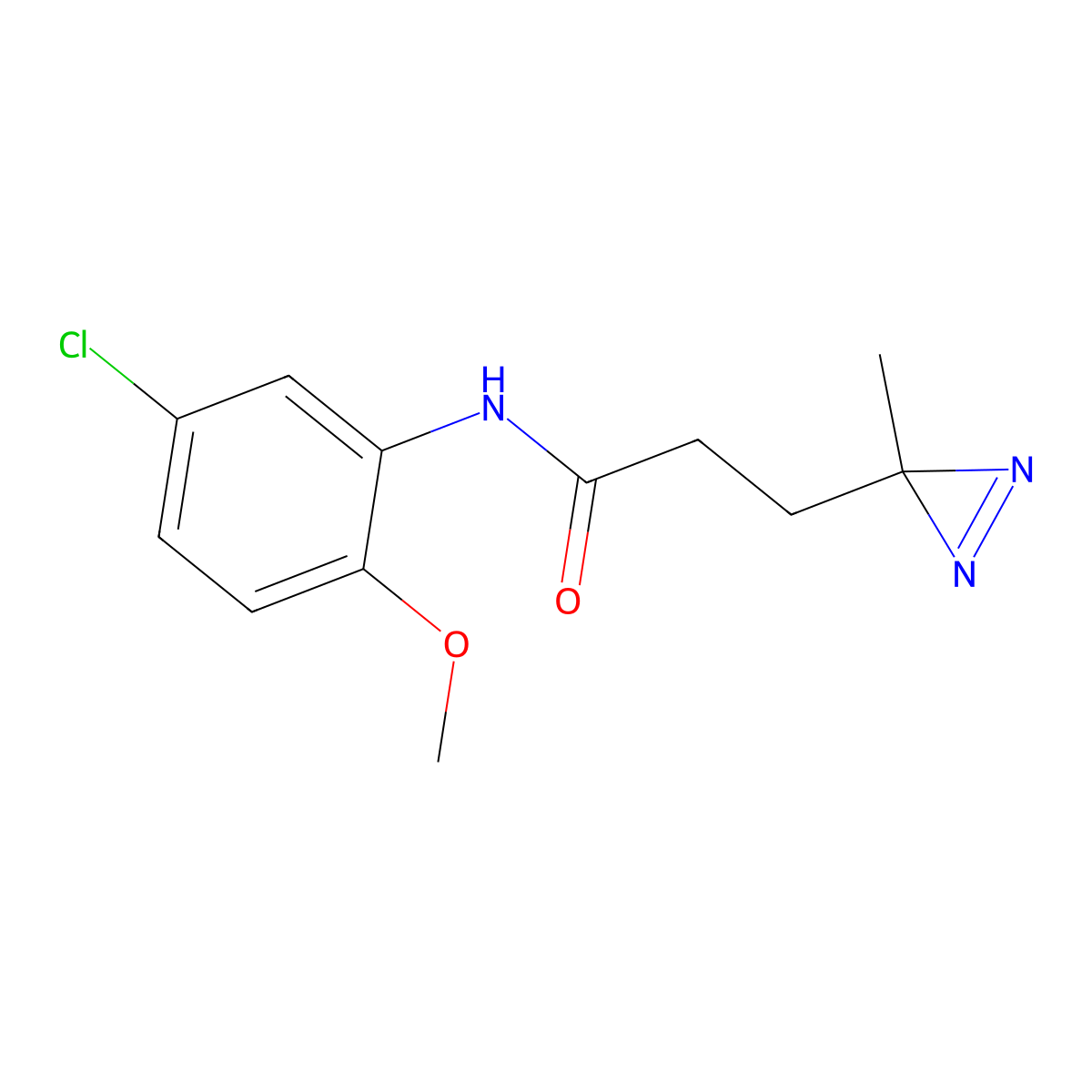 N-(5-chloro-2-methoxyphenyl)-3-(3-methyl-3H-diazirin-3-yl)propanamide molecular structure, CAS 3054544-11-2