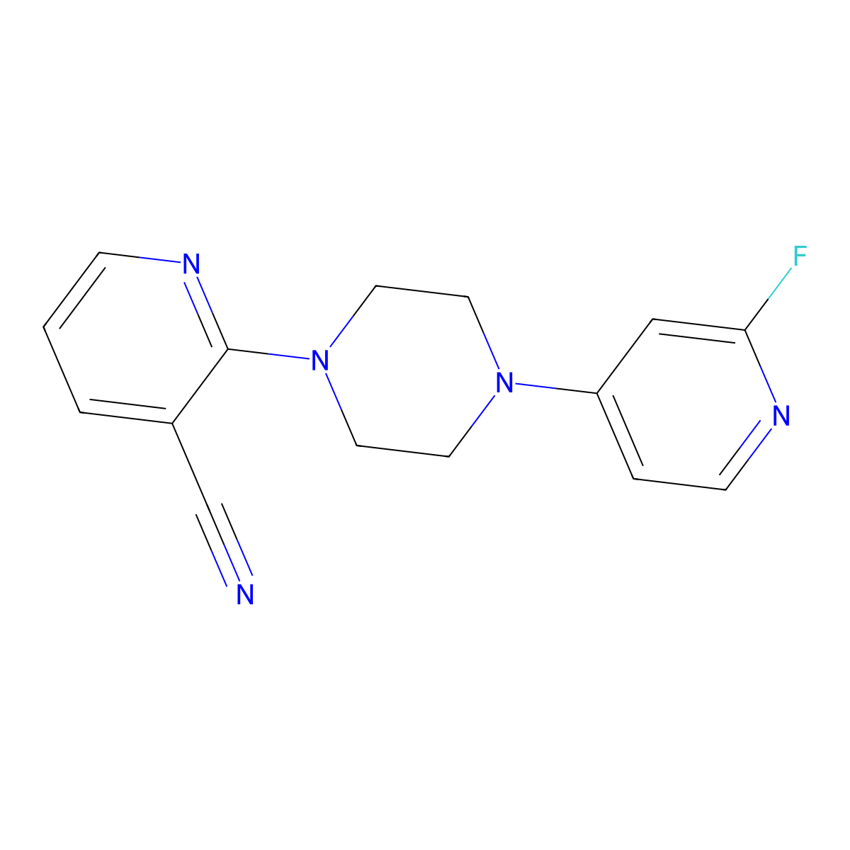 2-[4-(2-Fluoropyridin-4-yl)piperazin-1-yl]pyridine-3-carbonitrile molecular structure, CAS 3054544-14-5