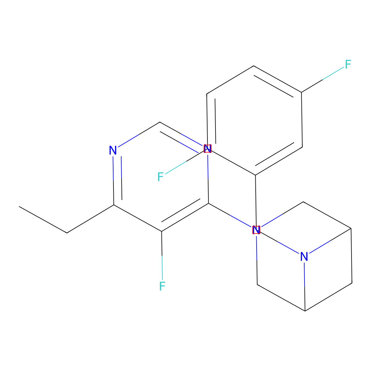 6-[(2,5-Difluorophenyl)methyl]-3-(6-ethyl-5-fluoropyrimidin-4-yl)-3,6-diazabicyclo[3.1.1]heptane molecular structure, CAS 3054544-16-7