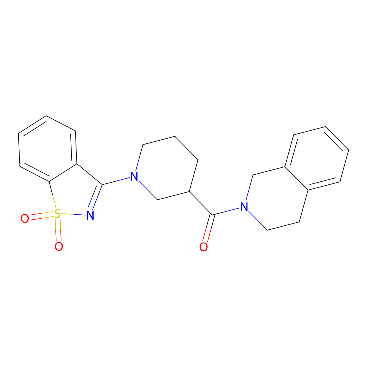 3-[3-(1,2,3,4-Tetrahydroisoquinoline-2-carbonyl)piperidin-1-yl]-1lambda,2-benzothiazole-1,1-dione molecular structure, CAS 3054544-18-9