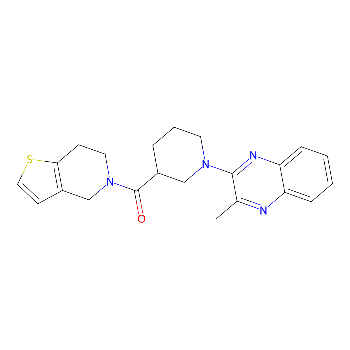 2-methyl-3-(3-{4H,5H,6H,7H-thieno[3,2-c]pyridine-5-carbonyl}piperidin-1-yl)quinoxaline molecular structure, CAS 3054544-20-3