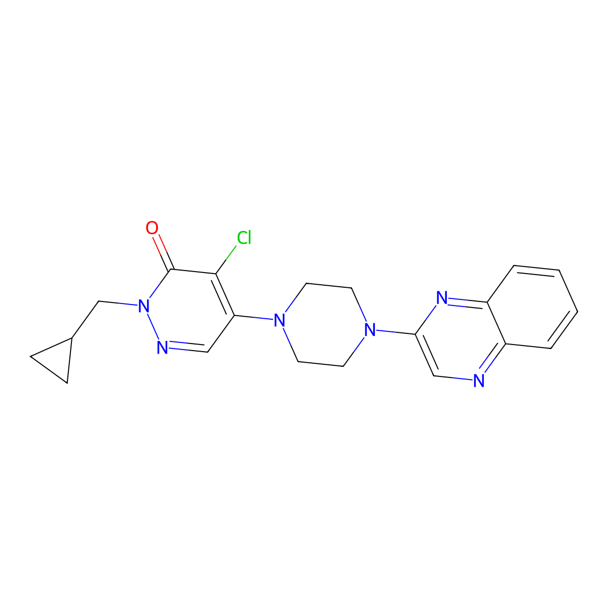 4-Chloro-2-(cyclopropylmethyl)-5-[4-(quinoxalin-2-yl)piperazin-1-yl]-2,3-dihydropyridazin-3-one molecular structure, CAS 3054544-24-7