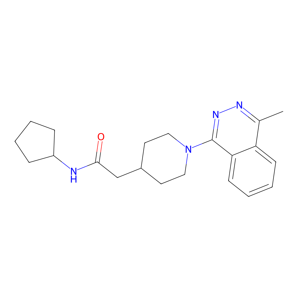 N-cyclopentyl-2-[1-(4-methylphthalazin-1-yl)piperidin-4-yl]acetamide molecular structure, CAS 3054544-27-0