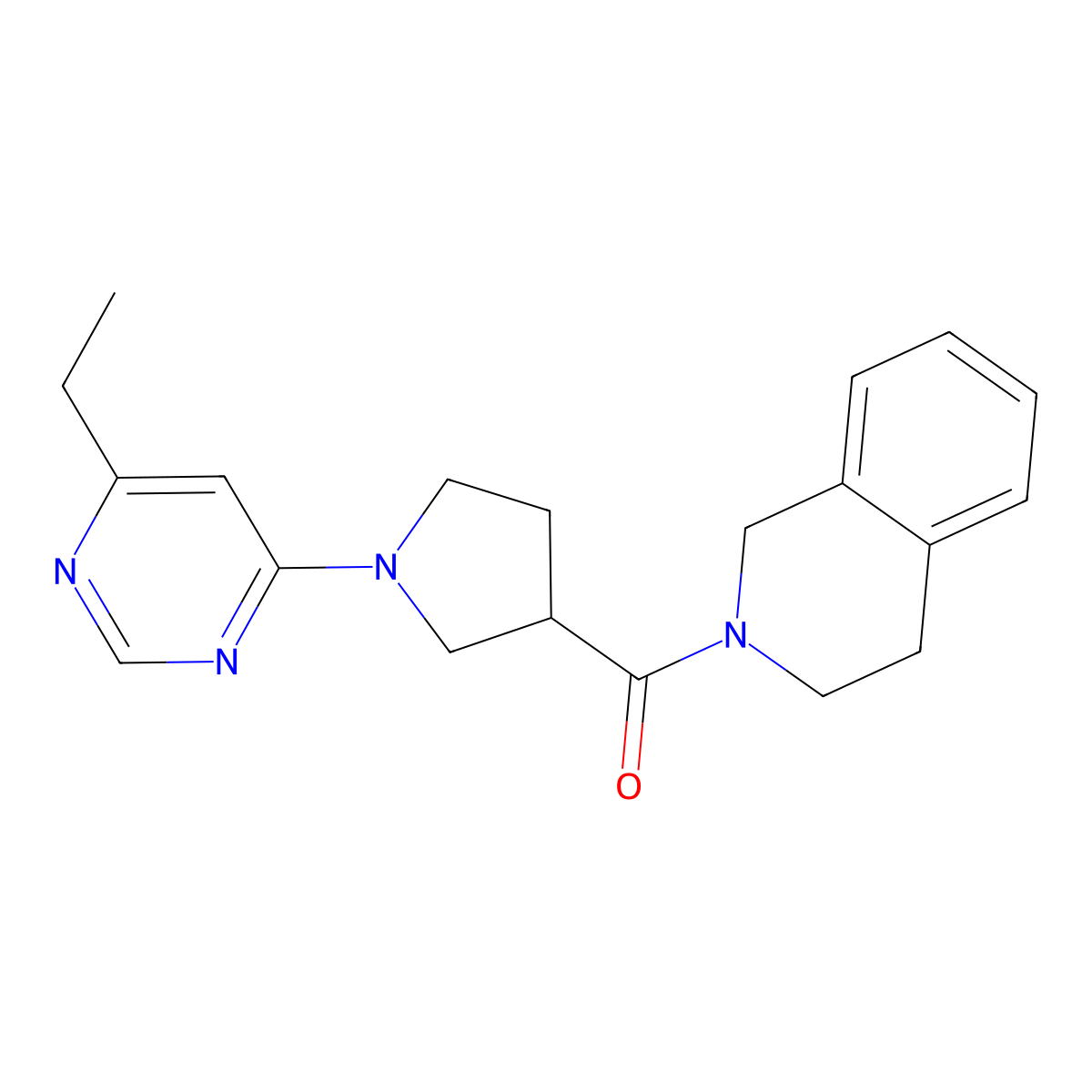 2-[1-(6-Ethylpyrimidin-4-yl)pyrrolidine-3-carbonyl]-1,2,3,4-tetrahydroisoquinoline molecular structure, CAS 3054544-31-6